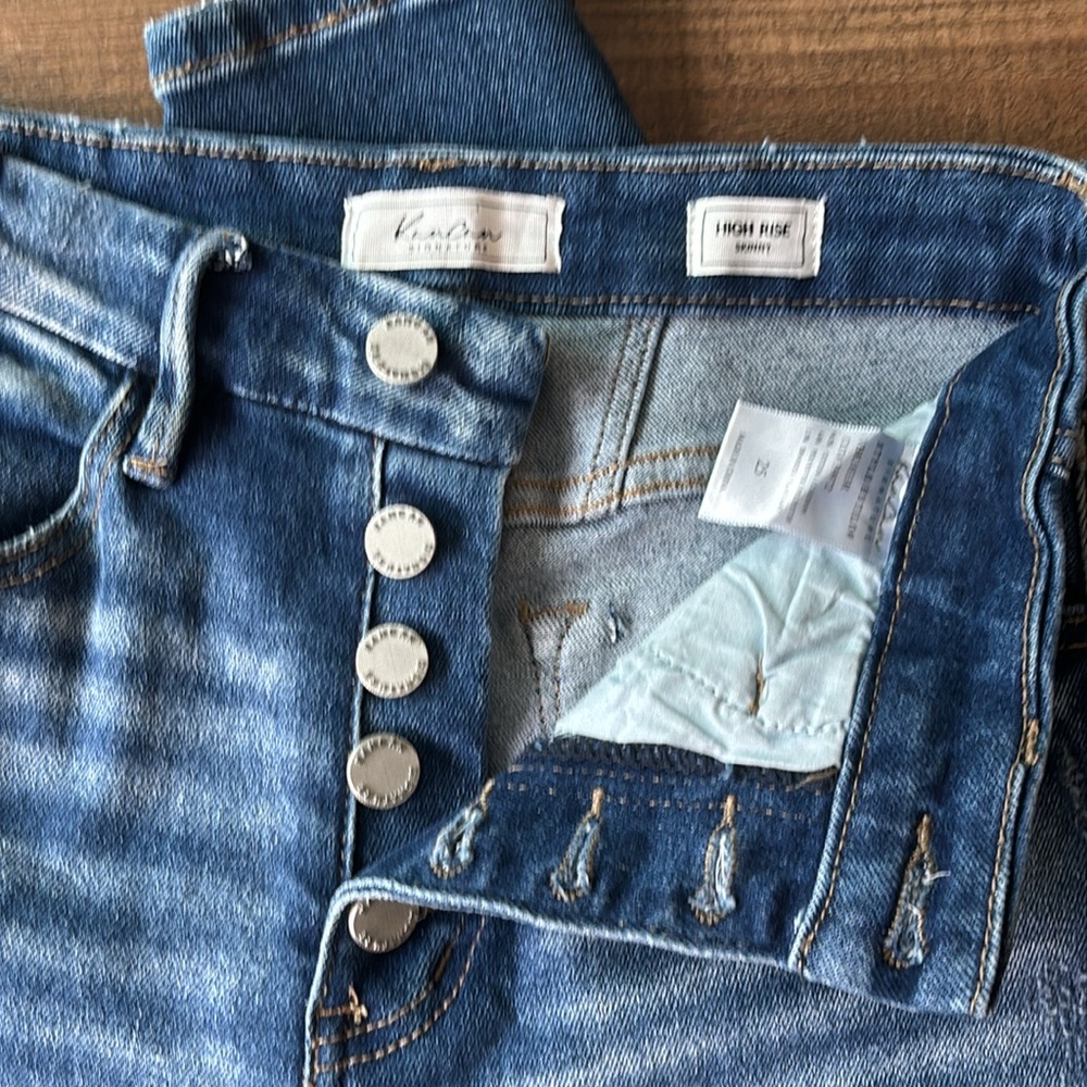 Kan Can Signature High Rise Button Fly Distressed Jeans 25 - Picture 2 of 7